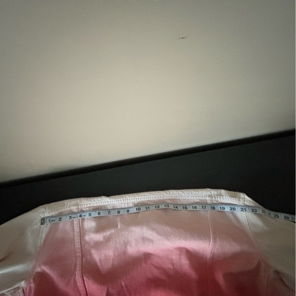 NWT Etica Sz S Elena Crop Jacket High Tide Coral Raw Trucker Jean Jacket - Picture 9 of 11